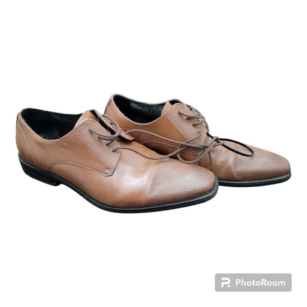 Kenneth Cole Monkey Clip Man Made Leather Oxford Shoes Brown Tie Size 7M